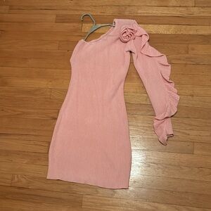 Fashion Nova pink mini one shoulder  sweater dress ! ( Worn only once ! )